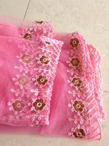 Pink Floral Embroidered Fabric