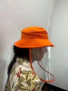Orange Bucket Hat with Shield