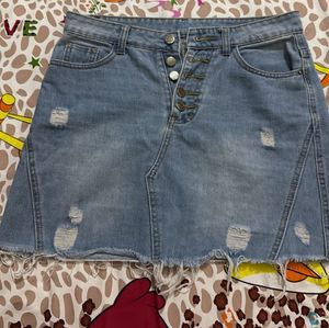Shein Ripped Denim Mini Skirt