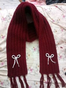 Handmade Maroon Knit Mikasa Scarf