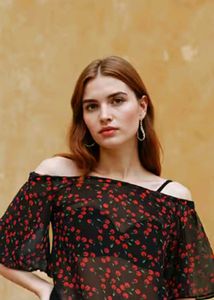 Shein Cherry Print Off-Shoulder Top