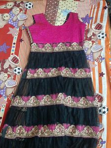 Pink &amp; Black Tiered Dress