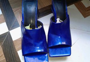 Zara Blue Leather Mules