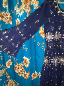 Navy Blue Embellished Kurta