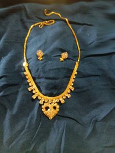 Gold-Tone Rhinestone Necklace &amp; Earring Set