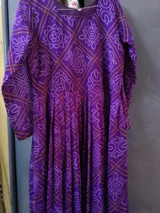 Elegant Purple Bandhani Maxi kurti