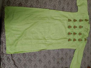 Lime Green Embroidered Kurti
