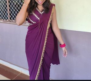 Maroon Colour Ready To Wear Saree wth Belt