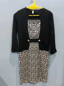 Geometric Print Bodycon Dress with Blazer