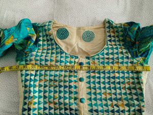 Designer Teal &amp; White Kurta Chunni