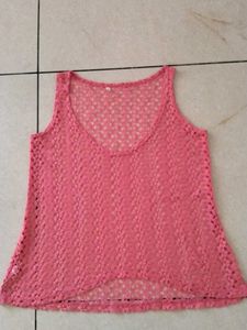 women new Pink Knit Tank Net Top