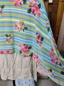 Floral Striped Asymmetric Top