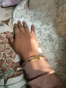 Anti Tarnished Gold Tone Nail Bangle