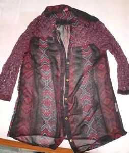 Boho Sheer Button-Down Top