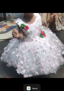 Adorable Birthday Girl Dress in white and pink flo