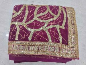 Elegant Purple &amp; Gold Saree