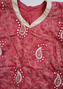 Mirror Work Silk Kurti