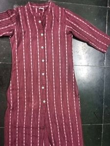 Maroon Striped Kurta Dress