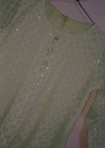 Embroidered Green Sharara