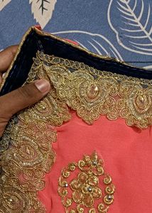 Gorgeous Coral &amp; Gold Sari