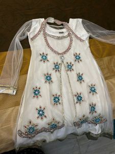 White Anarkali Dress With Jacket