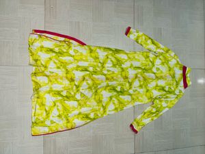 Yellow &amp; Red Embroidered Kurti