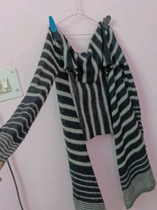 Striped Open Cardigan(woolen Shrug)