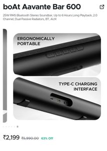 25W RMS Bluetooth Stereo Soundbar,boAt Aavante BaR