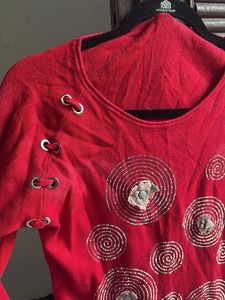 Red Embellished Top