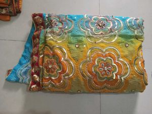 Embroidered Floral Ombre Saree