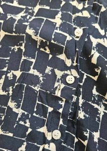 Crop Blue Printed Shirt
