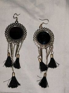 Boho Tassel Mirror Drop Earrings