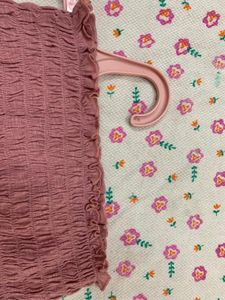 Pink Smocked Crop Top