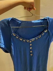 Blue Beaded Detail Top