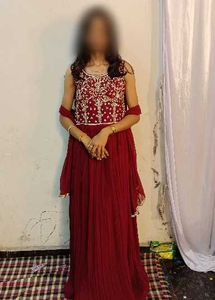 Maroon Embellished Ethnic Gown