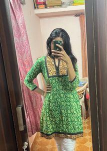 Green Printed Kurta