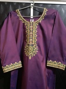 Purple Embroidered Kurti