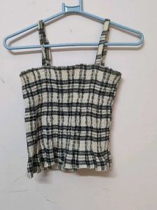 Plaid Smocked Crop Top