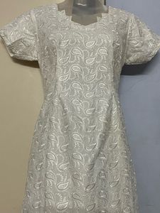 Pintrest Chikenderi white designer kurta