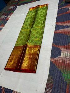 Green &amp; Red Pure Kanchipuram Silk Saree