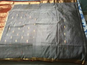 GentlyUsed Burgundy and Grey Pattu Sari WithBlo