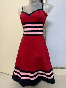 Yk21 Red Flared Pincess Designer One Piece