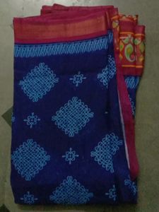 Siphon Silk Cotton Saree ,With Good Embroidery