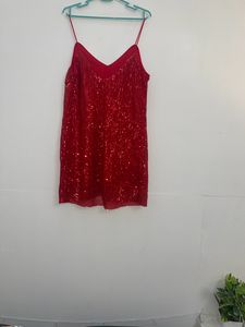 Shein Red Spaghetti Sequins Dress
