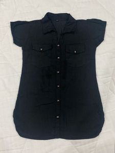 Black Shirt-Style Top