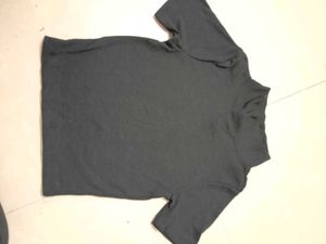 Black Ribbed Mock Neck Top