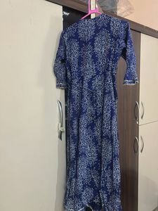 Blue &amp; Silver Floral Print Maxi Dress