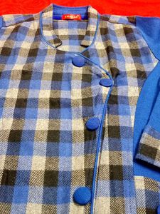 New Warm Blue Plaid Dress