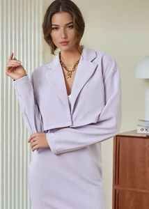 Lilac Crop Blazer And Skirt Set