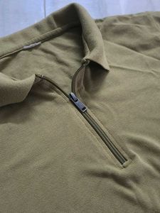 Olive Green Half-Zip T-Shirt